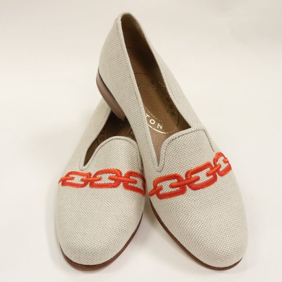 Stubbs & Wootton women's size 7 flax and orange loafers - Picture 1 of 14